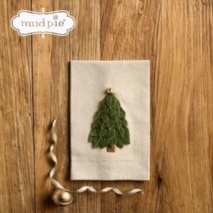 MUD PIE LIGHT GREEN VELVET TREE TOWEL